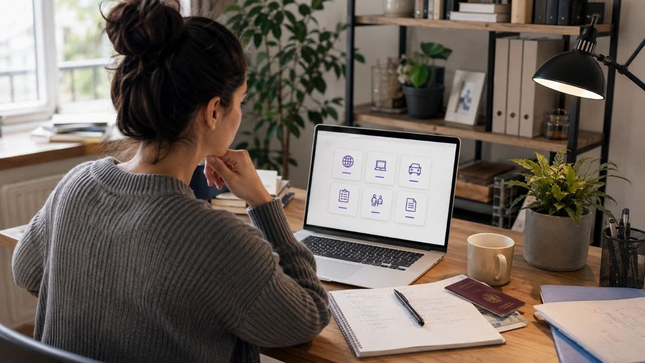 Applicant completing an online administrative process outside the prefecture